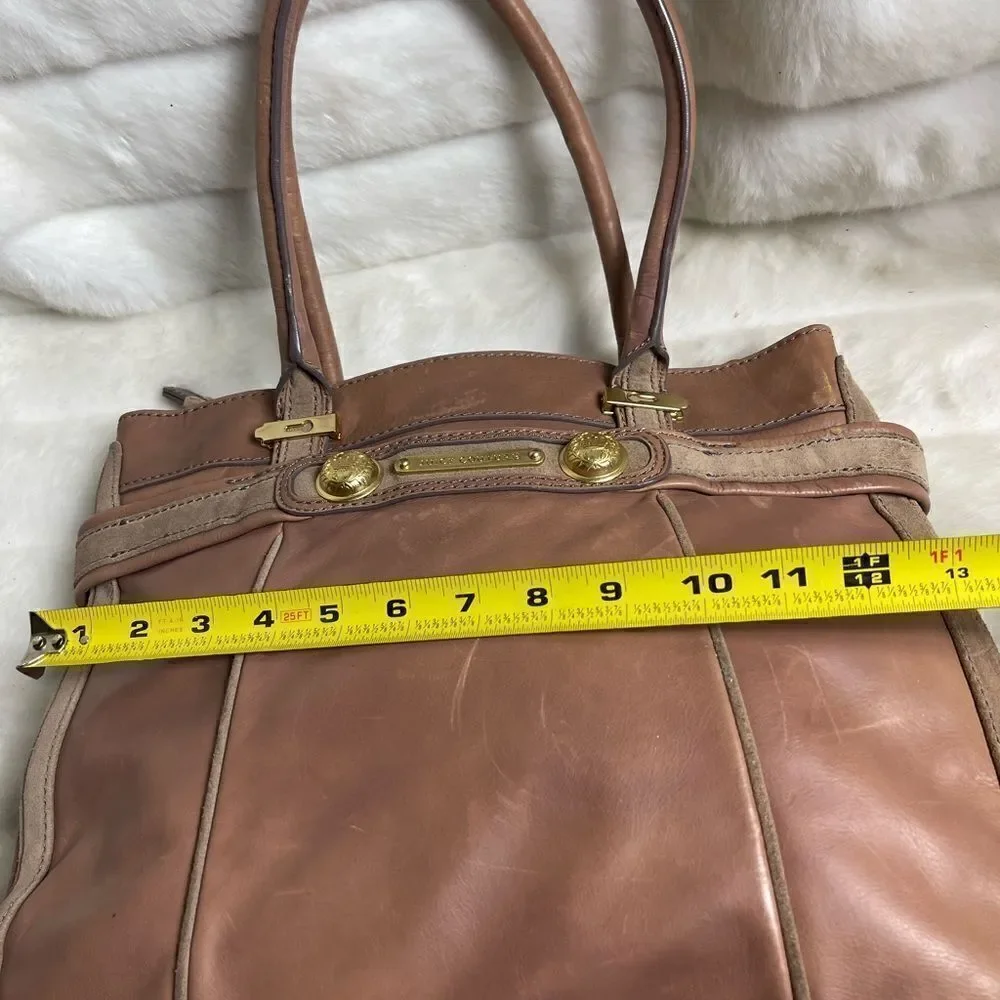 Juicy Couture leather Rose brown Satchel light brown suede trim gold tone accent